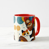 Cat Lady Graphic Illustration Tasse (VorderseiteRechts)