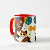 Cat Lady Graphic Illustration Tasse (Vorderseite Links)