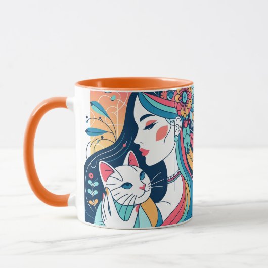 Cat Lady Graphic Illustration Tasse (Links)