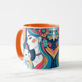 Cat Lady Graphic Illustration Tasse (Vorderseite Links)