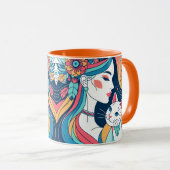 Cat Lady Graphic Illustration Tasse (VorderseiteRechts)