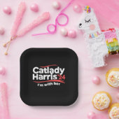 Cat Lady Kamala Harris 2024 Ich bin mit ihr Pappteller (Party)