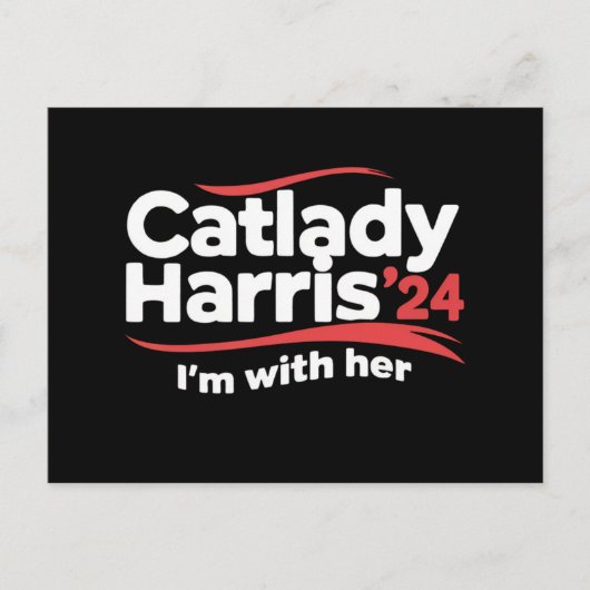 Cat Lady Kamala Harris 2024 Ich bin mit ihr Postkarte (Vorderseite)