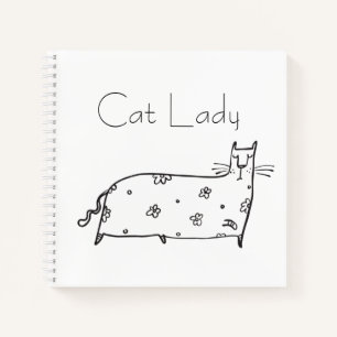 Cat Lady Modern Simple Hand Drawing Sketch Notizblock