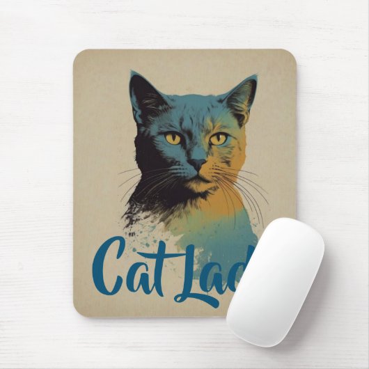 Cat Lady Mouse Pad Mousepad (Mit Mouse)