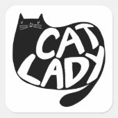 Cat Lady Quadratischer Aufkleber (Vorderseite)