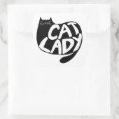 Cat Lady Quadratischer Aufkleber (Tasche)