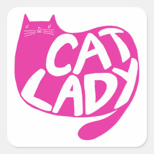 Cat Lady Quadratischer Aufkleber