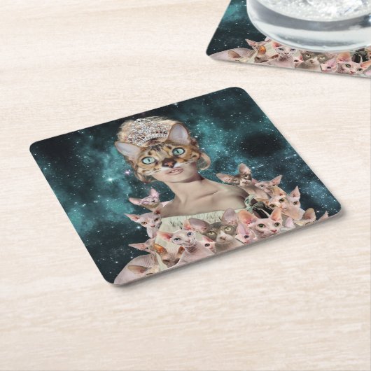 Cat Lady Rechteckiger Pappuntersetzer (angewinkelt)