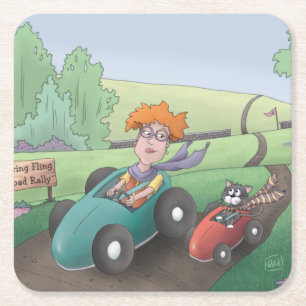 Cat Lady Road Kundgebung Square Paper Untersetzer