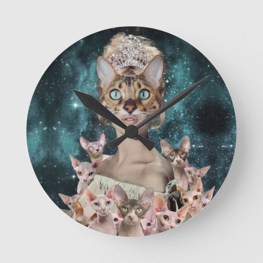 Cat Lady Runde Wanduhr (Vorderseite)