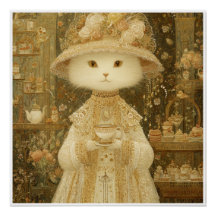 Cat Lady Snow – viktorianische Katze mit Teetasse