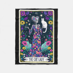 Cat Lady Tarot Card Skeleton Mütter Day Cat L Fleecedecke