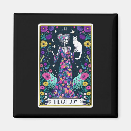 Cat Lady Tarot Card Skeleton Mütter Day Cat L Magnet (Vorne)