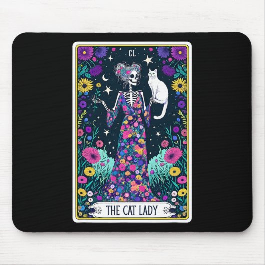 Cat Lady Tarot Card Skeleton Mütter Day Cat L Mousepad (Vorne)