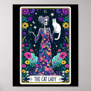 Cat Lady Tarot Card Skeleton Mütter Day Cat L Poster