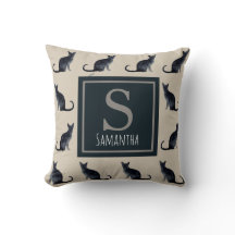 Cat Lady Taupe Wasserfarbe Schwarzes Kittmuster