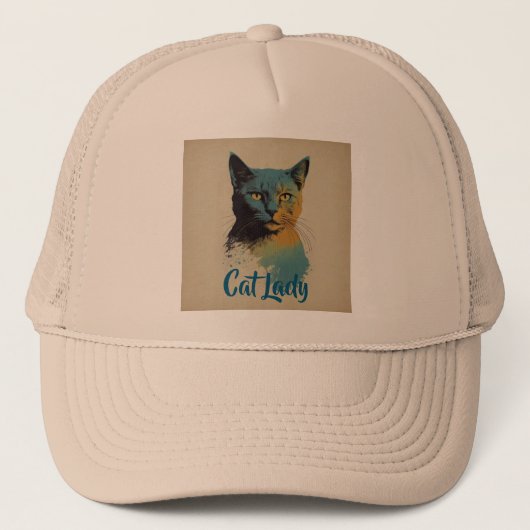 Cat Lady Trucker Hat Truckerkappe (Vorderseite)