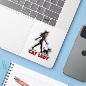 Cat Lady - Tuxedo Cats Lover - Comic Art Graphic Aufkleber (Laptop mit iPhone)