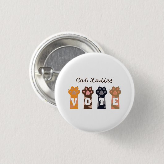 Cat Ladys Abstimmung T-Shirt Button (Vorne & Hinten)