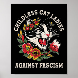 Cat Ladys Against Faschism Funny Cat Feminist Femi Poster