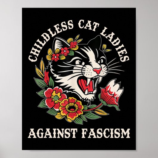 Cat Ladys Against Faschism Funny Cat Feminist Femi Poster (Vorne)