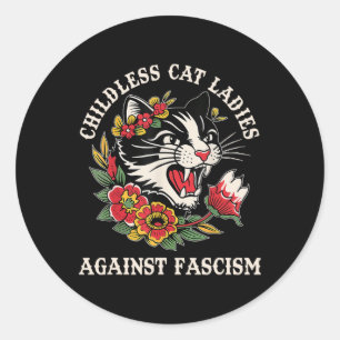 Cat Ladys Against Faschism Funny Cat Feminist Femi Runder Aufkleber