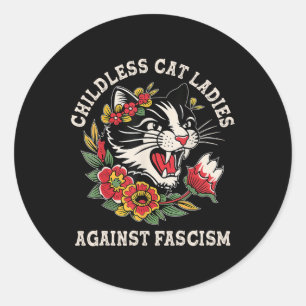Cat Ladys Against Faschism Funny Cat Feminist Femi Runder Aufkleber