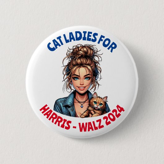 Cat Ladys for Harris and Walz Political Humor Button (Vorderseite)
