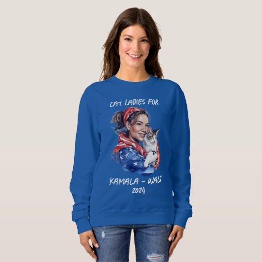 Cat Ladys for Harris and Walz Political Humor Sweatshirt (Vorne ganz)