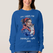 Cat Ladys for Harris and Walz Political Humor Sweatshirt (Vorderseite)