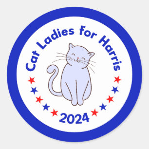 Cat Ladys for Harris Walz 2024 Election Runder Aufkleber