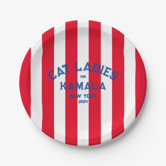 Cat Ladys for Kamala 2024 Custom Staat Red Stripe Pappteller (Vorderseite)