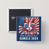 Cat Ladys for Kamala 2024 Demokrat Button (Vorne & Hinten)
