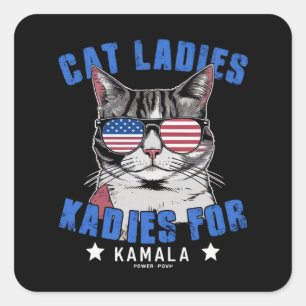 Cat Ladys for Kamala (2) Quadratischer Aufkleber
