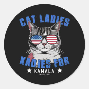 Cat Ladys for Kamala (2) Runder Aufkleber