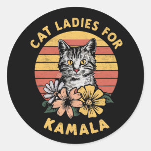 Cat Ladys for Kamala (5) Runder Aufkleber