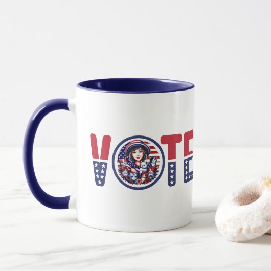Cat Ladys for Kamala Abstimmung Tasse (Mit Donut)