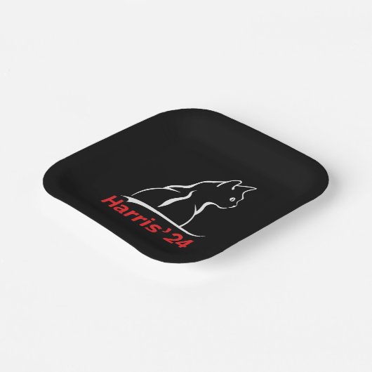 Cat Ladys for Kamala Cat 2024 Präsident Kamala Pappteller (Gewinkelt)