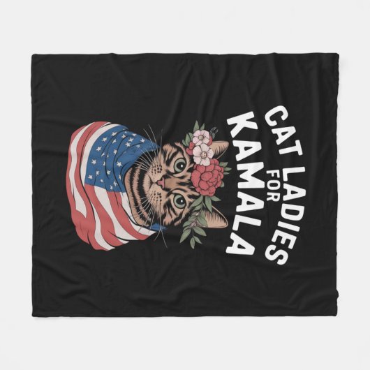 Cat Ladys for Kamala Cat Lady Harris Election Fleecedecke (Vorderseite (Horizontal))