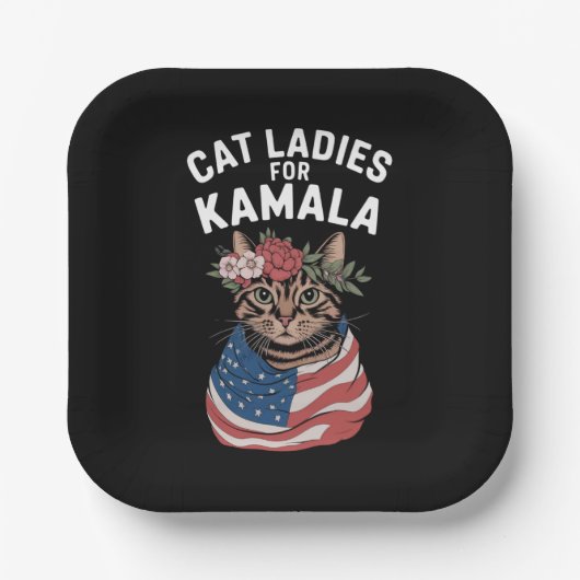 Cat Ladys for Kamala Cat Lady Harris Election Pappteller (Vorderseite)