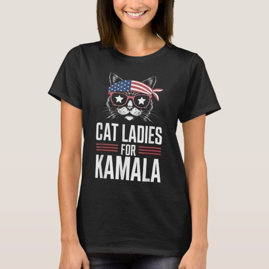 Cat Ladys for Kamala Funny Cat 2024 Kamala-Harris T-Shirt (Vorderseite)
