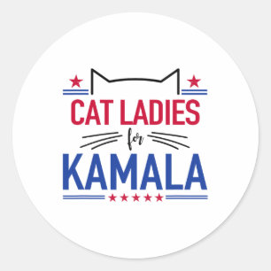 Cat Ladys For Kamala Funny Cat 2024 Präsident Kam Runder Aufkleber