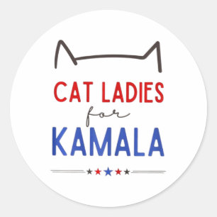 Cat Ladys for Kamala Funny Cat Lover Runder Aufkleber