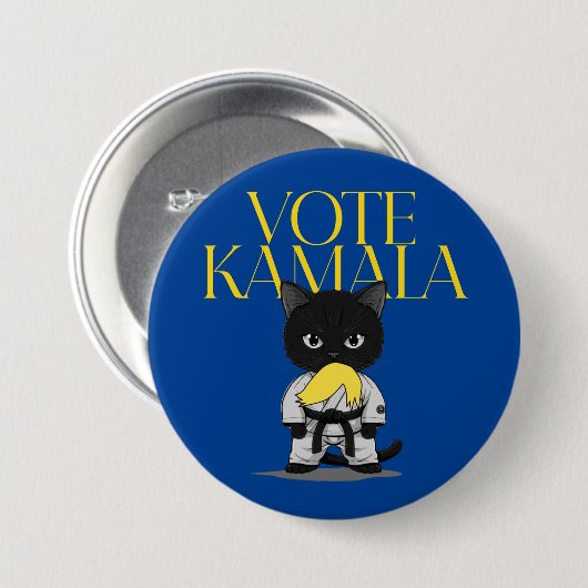 Cat Ladys for Kamala Harris Button, Anti-Trump Button (Vorne & Hinten)