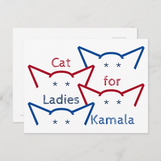 Cat Ladys for Kamala Harris Ears ASCII Art Postkarte (Vorne/Hinten)