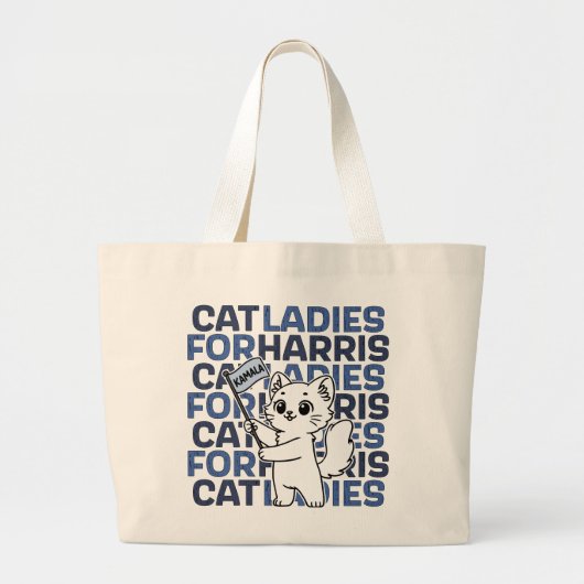 Cat Ladys For Kamala Harris for President 2024 Jumbo Stoffbeutel (Vorne)