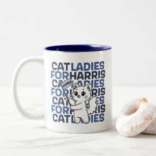 Cat Ladys For Kamala Harris for President 2024 Zweifarbige Tasse