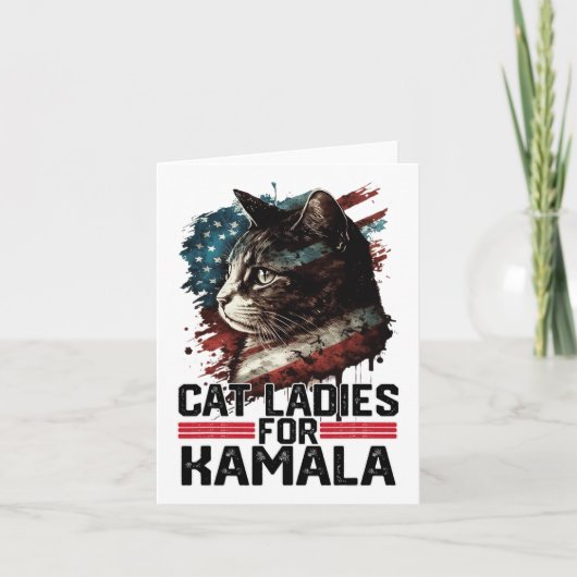Cat Ladys for Kamala Harris Funny Cat 2 Karte (Vorderseite)