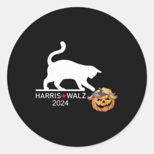 Cat Ladys for Kamala Harris Funny Trump Hair 2024 Runder Aufkleber